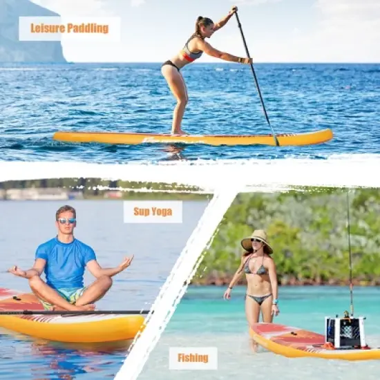 Costway 10.5' Inflatable Stand Up Paddle Board Surfboard W/ Aluminum Paddle Pump image {5}