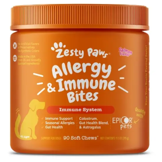 Zesty Paws Allergy Immune Soft Chews for Dogs - Salmon Flavor - 90ct image {3}