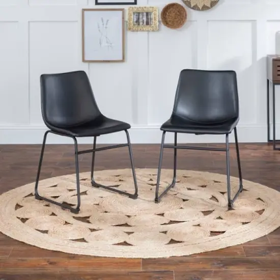 Set of 2 Laslo Modern Upholstered Faux Leather Dining Chairs - Saracina Home image {7}