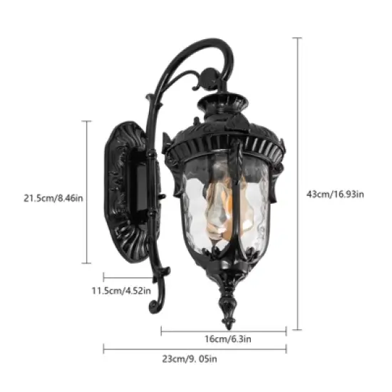 YIYIBYUS Exterior Wall Light Fixture, Waterproof Aluminium with Glass Outdoor Lanterns for Front Porch Patio Garage Hallway image {3}