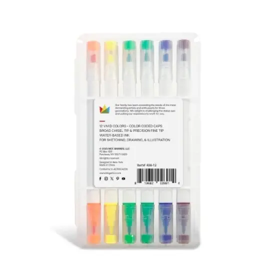 KINGART Twin-Tip Chisel & Fine Markers 12 Colors image {6}