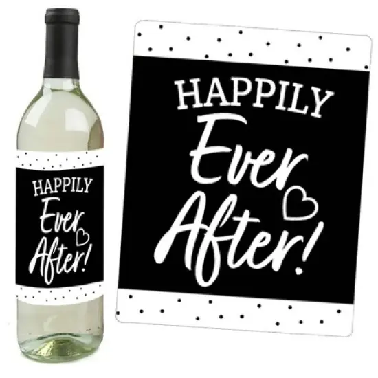 Big Dot of Happiness Mr. and Mrs. - Black and White Wedding or Bridal Shower Decorations for Women and Men - Wine Bottle Label Stickers - Set of 4 image {4}