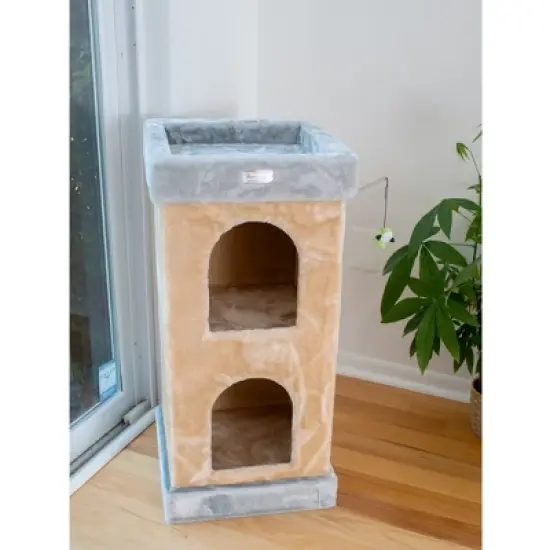 Armarkat Double Condo Real Wood Cat House With Scratching Carpet For Cats, Kitty Enjoyment image {3}