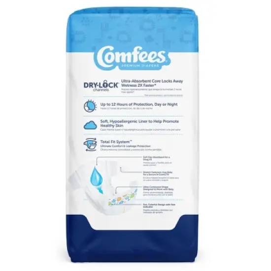 Comfees Baby Baby Diaper Size 1, 8 to 14 lbs. CMF-1, 200 Ct image {2}