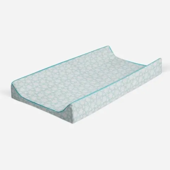 Bacati - Floral Quilted Muslin Changing Pad Cover Aqua image {6}