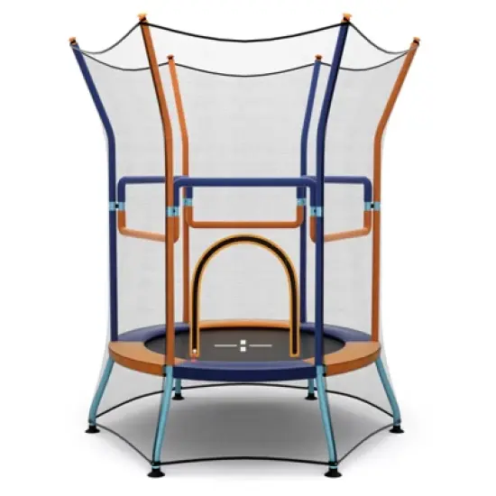 Infans Kids Mini Trampoline w/59" Higher Enclosure Net Seamless Jumping Mat Zipper Door image {9}