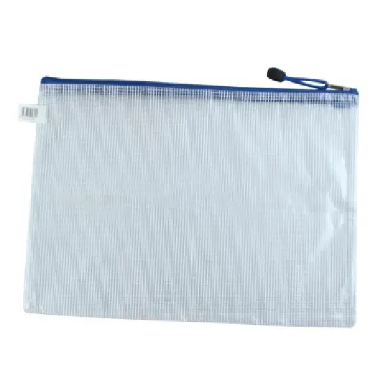 Unique Bargains Waterproof Zipper Net Pattern File Document Bag Folders 13.3"x9.4" White 1 Pc image {3}