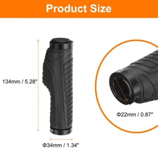 Unique Bargains Rubber Non-Slip Fit 7/8" Handlebar Grips 2 Pairs with Hex Wrench 5.28" image {1}