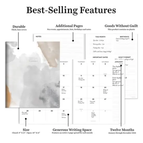 TF Publishing 2024 Monthly Planner 11"x9" Gray image {4}