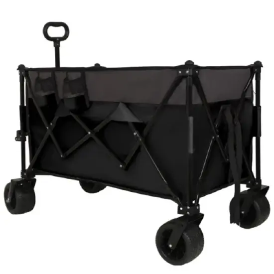 FATMOON Heavy-Duty Folding Wagon Cart 480lbs Capacity - All-Terrain 7" Wheels with Brakes & Side Pockets for Camping,Beach,Picnic Outdoor image {5}