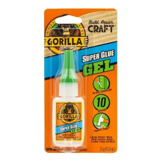 Gorilla Glue .53oz Clear Gel: Fast Drying Super Glue for Wood, Leather, Metal, Rubber, Paper, Ceramics, Plastic image {7}