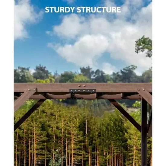 GustoWave 12'X 14' Outdoor Durable & Rot Resistant Wooden Pergola for Backyard, Garden, Deck image {2}