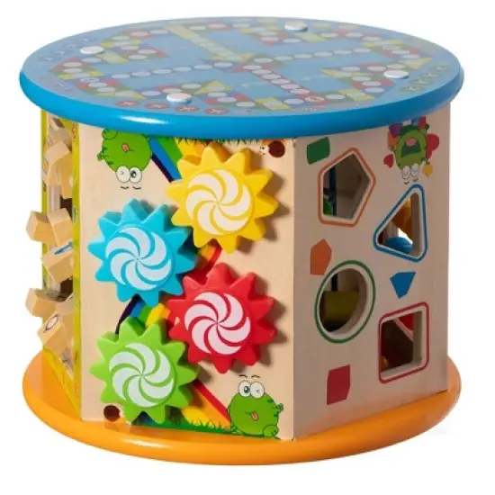 8 in 1 Colorful Attractive Wooden Kids Baby Activity Play Cube, Fun Toy Center For Playroom, Nursery, Preschool, and Doctors' Office image {11}