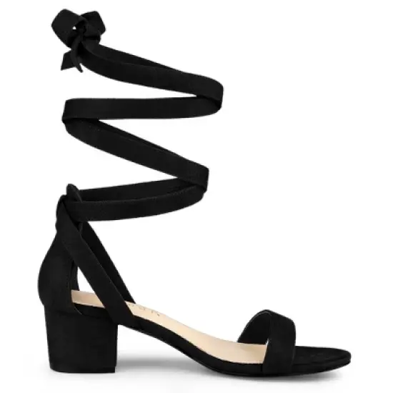 Allegra K Women's Open Toe Block Heel Lace Up Sandals image {6}