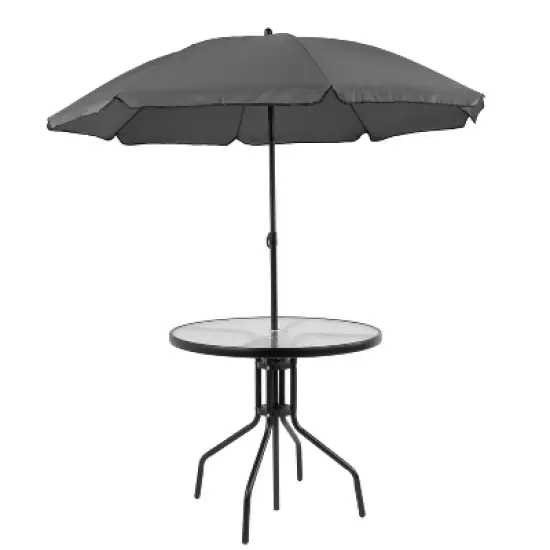 Flash Furniture Nantucket 6 Piece Patio Garden Set with Table, Umbrella and 4 Folding Chairs image {13}