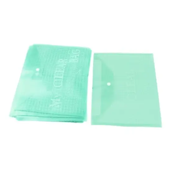Unique Bargains Button Closure Clip A4 Paper File Bag Document Plastic Folders 12.6" x 9" x 0.03" Green 2Pcs image {2}