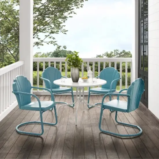 Tulip 5pc Outdoor Dining Set - Blue - Crosley image {2}