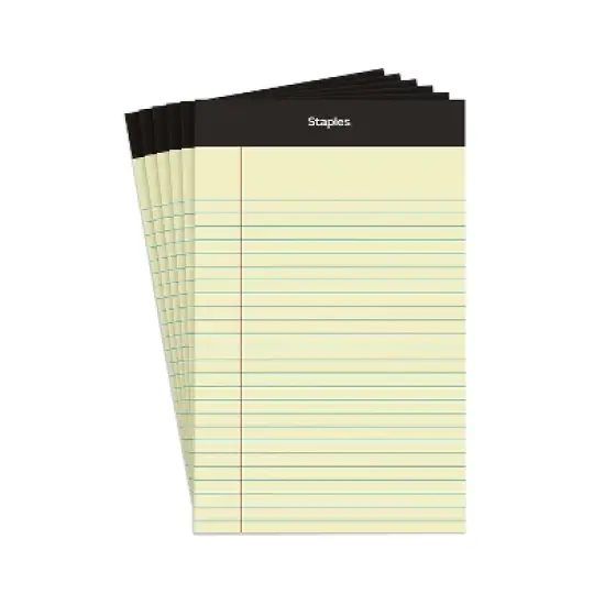 Staples Notepads 5" x 8" Narrow Canary 100 Sh./Pad 6 Pads/PK (35715-CC) 398212 image {8}