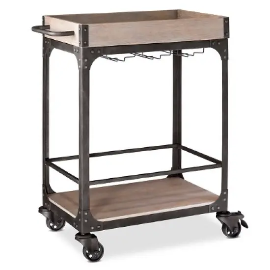 Franklin Bar Cart and Wine Rack Weathered Gray - Threshold&trade; image {2}