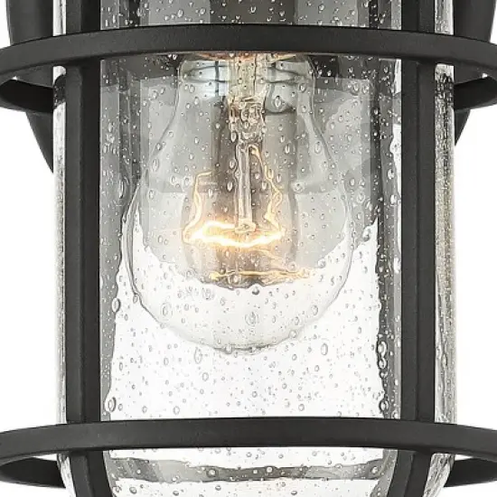 John Timberland Markham Modern Nautical Outdoor Wall Light Fixtures Set of 2 Textured Black 10 1/2" Clear Seedy Glass for Post Exterior Barn Deck Home image {3}