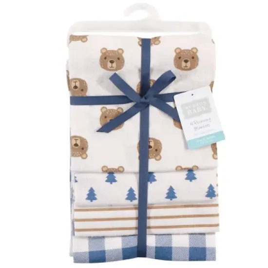 Hudson Baby Infant Boy Cotton Flannel Receiving Blankets, Little Bear, One Size image {1}