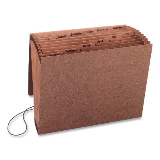 Smead TUFF Expanding Wallet, 12 Sections, Elastic Cord Closure, 1/6-Cut Tabs, Letter Size, Redrope image {7}