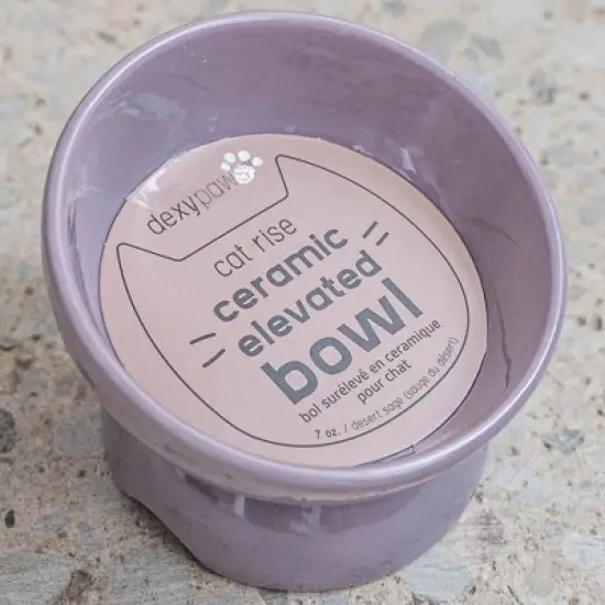 Dexypaws: Elevated Ceramic Cat Bowl, Lilac Ash, 7oz, Pet Feeding Dish image {3}