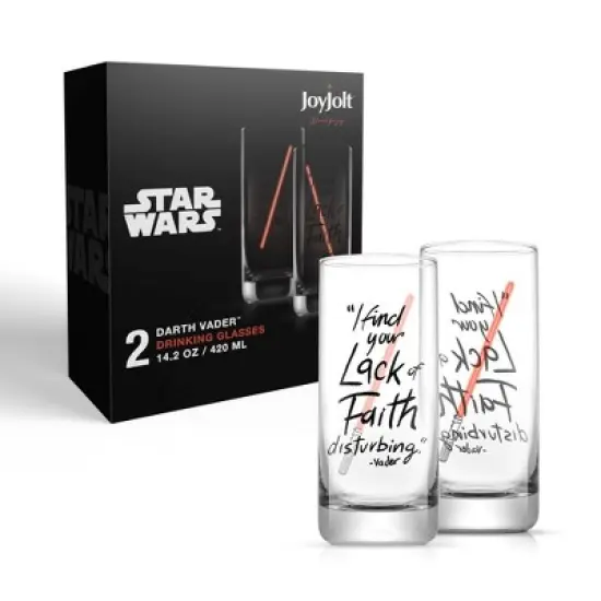 Star Wars New Hope Darth Vader Red Lightsaber Tall Drinking Glass - 14.2 oz - Set of 2 image {6}
