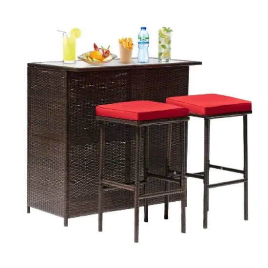 BestMassage Wicker Patio Furniture 3 Piece Rattan Table and Chairs image {9}