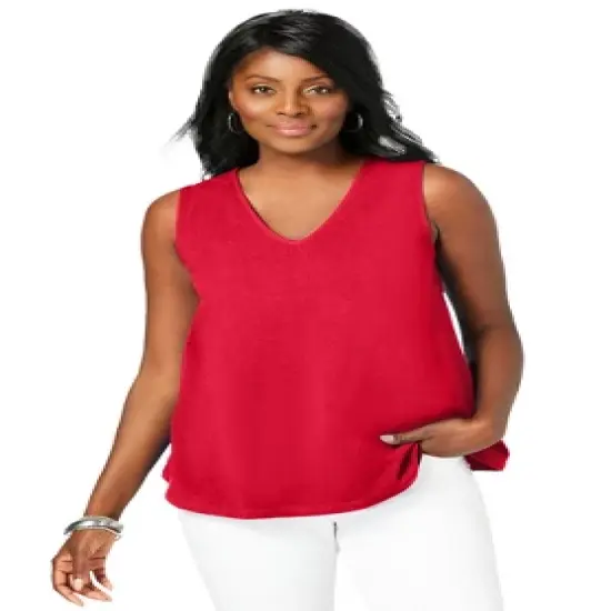 Jessica London Women&rsquo;s Plus Size Stretch Cotton V-Neck Tank image {6}