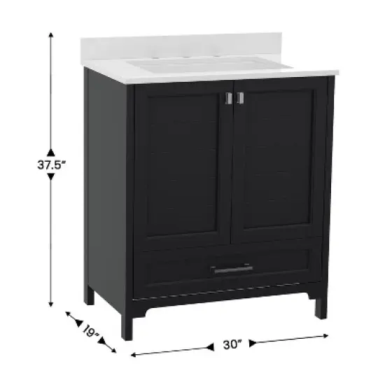 Merrick Lane Single Sink Bathroom Vanity with Undermount Basin, Soft-Close Cabinet, Easy-Glide Drawer, and Carrara Marble Finish Countertop image {3}