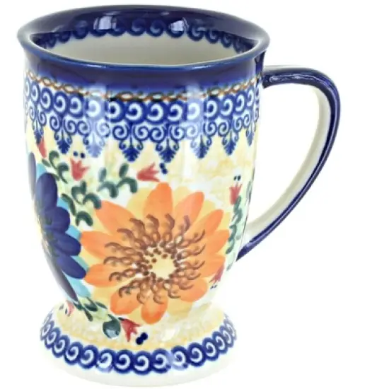Blue Rose Polish Pottery 49 Vena Pedestal Coffee Mug image {2}