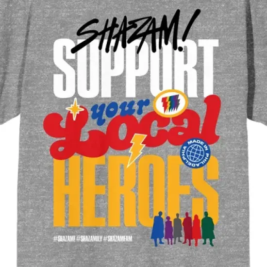 Shazam 2 Fury Of The Gods Support Your Local Hero Crew Neck Short Sleeve Gray Heather Women's T-shirt image {1}