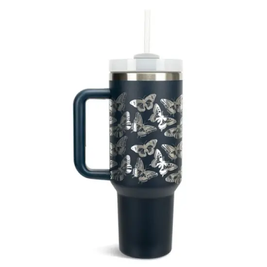 Elanze Designs Monarch Butterfly Spring Garden Wrap-Around 40 Oz. Stainless Steel Water Bottle Coffee Mug, Spill & Leak Resistant, Travel Tumbler with image {5}
