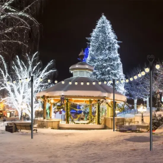 Sandinrayli Outdoor String Light Poles 9 ft. LED String Light Set Pole with Hooks, for Garden Lawn Patio Decor (6-Pack) image {1}