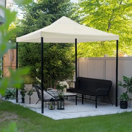 Yescom 10x10Ft Gazebo Top Replacement for beach cabanas for 1 Tier Outdoor Canopy Cover Patio Garden Yard Party White image {8}