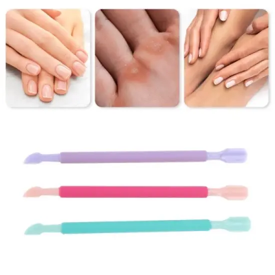 Unique Bargains Multi-function Cuticle Pusher 5.08" Length Rose Red Green Purple 3pcs image {5}