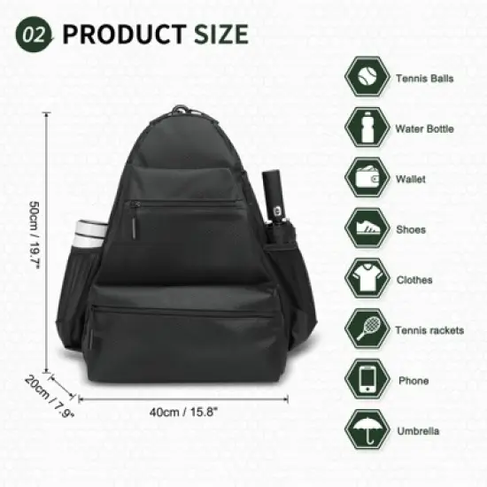 Unique Bargains Waterproof Separate Shoe Compartment Badminton Pickleball Tennis Backpack for 2 Rackets image {4}