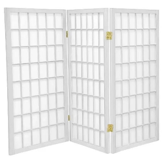 3 ft. Tall Window Pane Shoji Screen (3 Panels) - Oriental Furniture image {6}