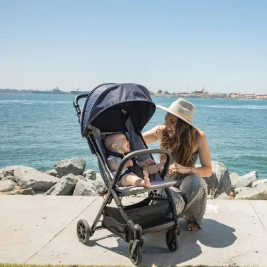 Inglesina Quid Baby Stroller - Ultra-Compact & Folding, Large Canopy, Travel-Friendly Fits in Airplane Overhead - Age 3 Months to 50 lbs, College Navy image {4}