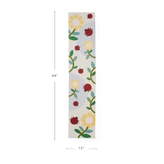Multicolor Floral Fabric Classroom Table Runner with Leaves - 64" Long Nature Themed Table and Shelf Runner image {2}