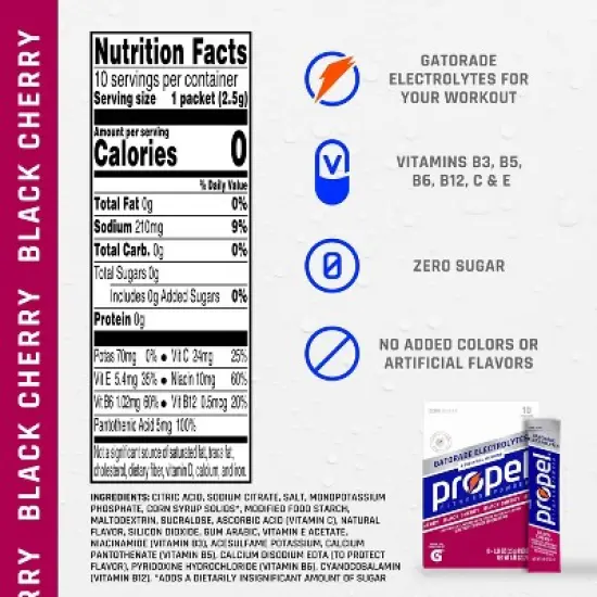 Propel Black Cherry Sport Mix - 10pk/0.08oz Pouches image {3}