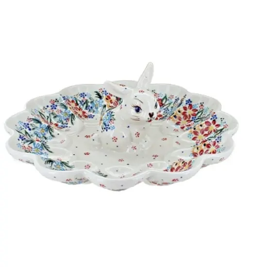 Blue Rose Polish Pottery Vena Bunny Egg Plate image {6}