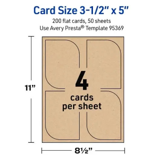 Avery Leaf Flat Cards, 3-1/2" x 5", Matte Kraft Brown, 200 Total image {4}