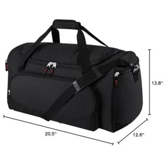 Gym Bag for Men - 55L Black Durable Large Duffle Bag for Travel, Workout, Fitness & Sport image {1}