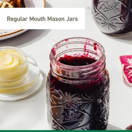 Ball 4pk 16oz Pint 140th Anniversary Regular Mouth Mason Jar: Glass Canning Jars, Dishwasher-Safe, Clear image {3}
