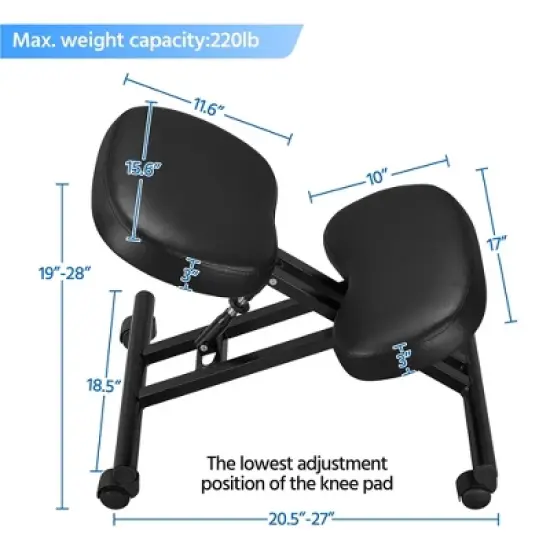 Yaheetech Ergonomic Kneeling Chair Adjustable Knee Stool Posture Corrective Chair,Black image {2}
