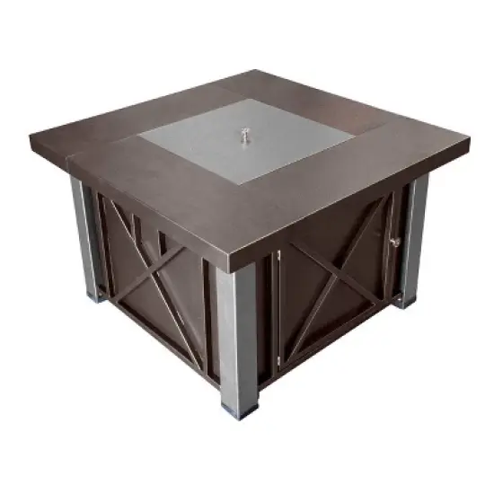 Square Powder Coated Steel Propane Fire Pit - Brown - AZ Patio Heaters image {3}