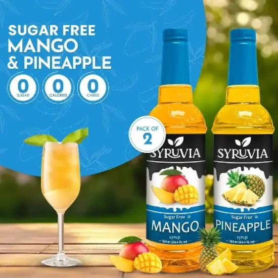 Syruvia Sugar Free Coffee Flavors Variety Pack: Mango & Pineapple 25.4 fl oz Syrup image {1}