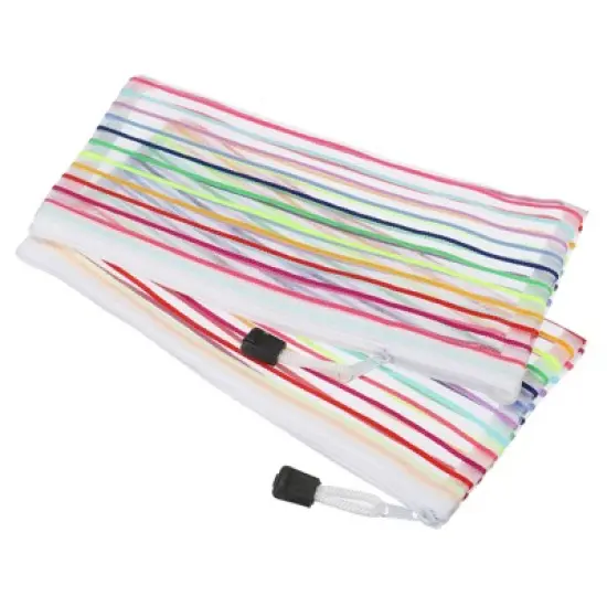 Unique Bargains Mesh Document Pencil Office Storage Zipper Pouches 6 Pcs image {7}